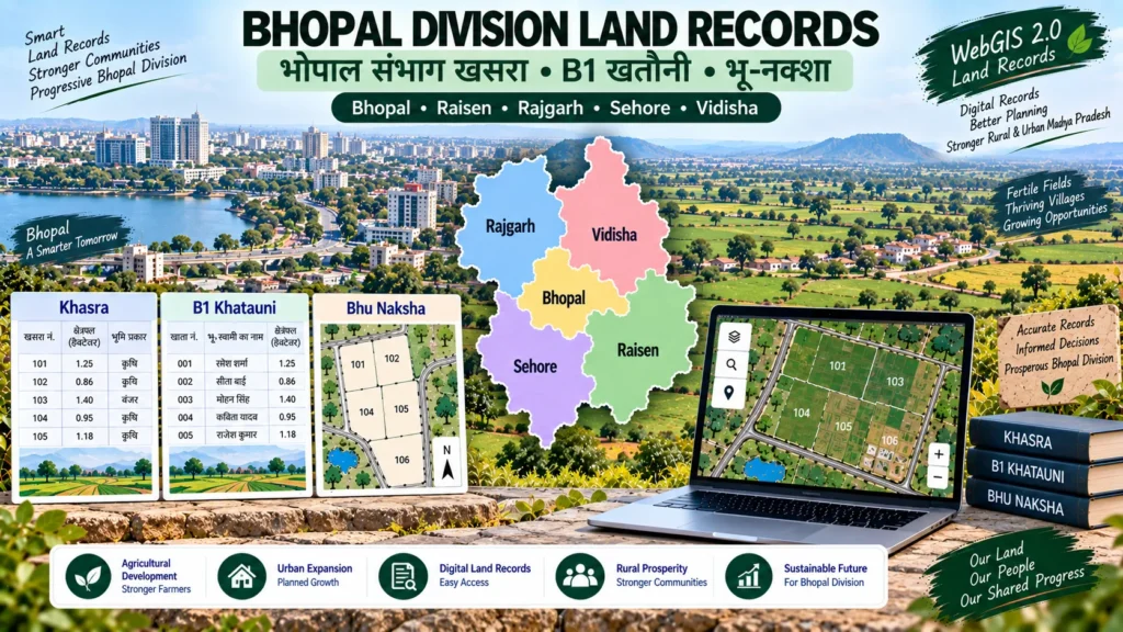 Bhopal Division Land Records (WebGIS 2.0): भोपाल संभाग खसरा खतौनी, भू-नक्शा और राजस्व सेवाएं